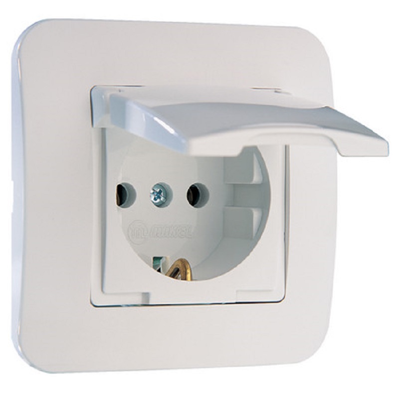 Розетка с заземлением с рамкой ASD Classico 2114 1-м. крышка шторки белый фото Розетка с заземлением с рамкой ASD Classico 2114 1-м. крышка шторки белый картинка